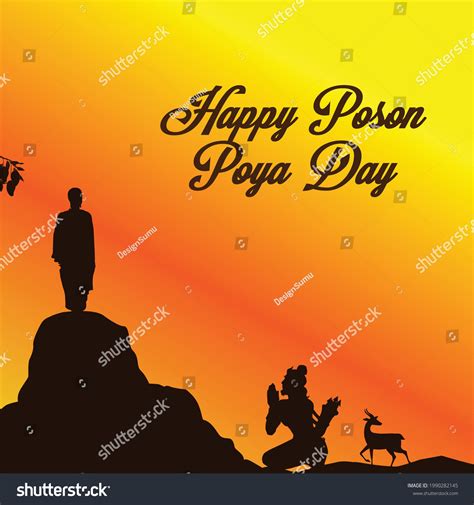 Happy Poson Poya Day Vector Illustration Stock Vector Royalty Free