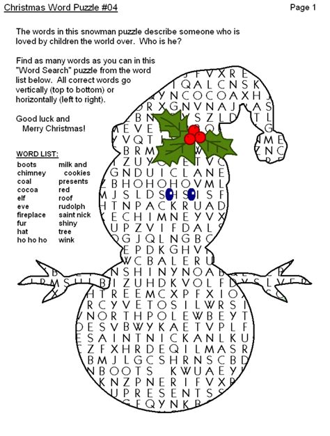 Printable Christmas Word Search Puzzles Printable Templates