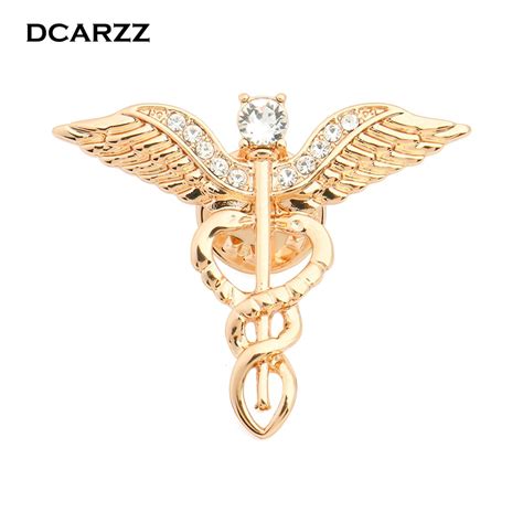 Gold Color Caduceus Pin Medical Jewelry T For Doctornursemedical