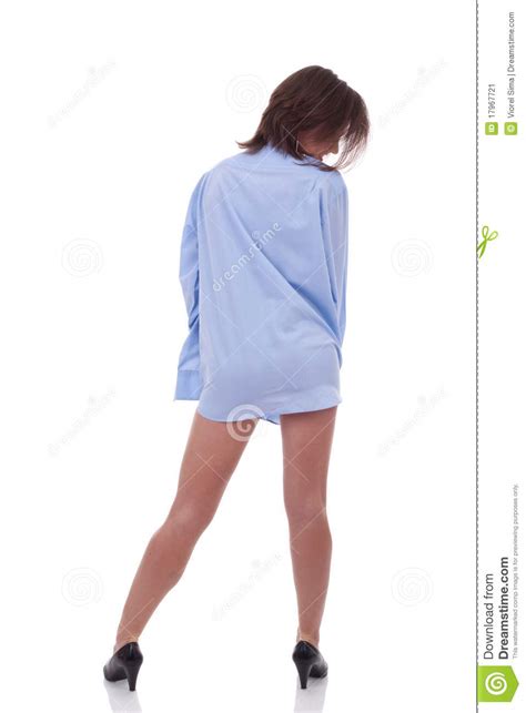 Woman Wearing A Mans Shirt Stock Image Image 17967721