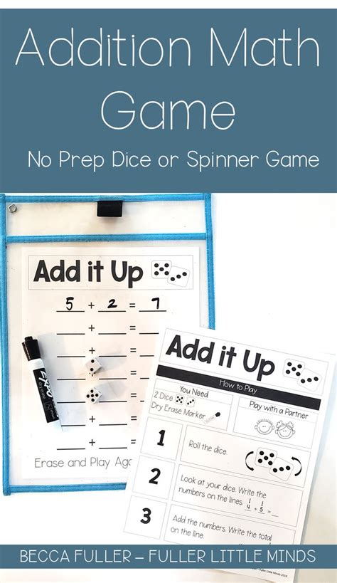 Addition Through 20 No Prep 1st Grade Math Game Math Addition Games Math Games Math