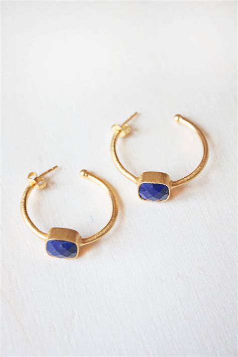 Lapis Lazuli Gold Hoop Earrings Katie Considers