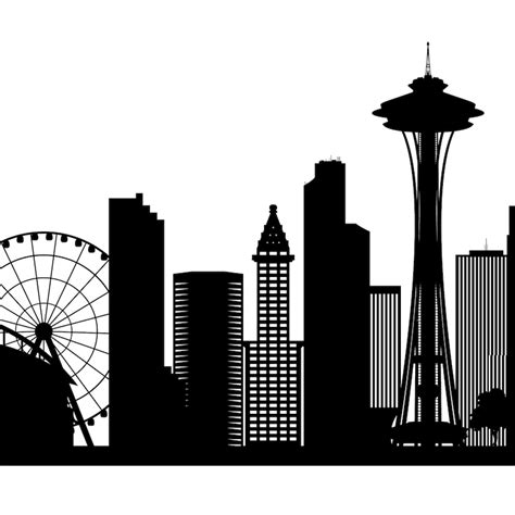 Seattle Skyline Black White Seattle Washington Cityscape Etsy