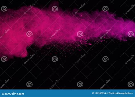 Abstract Pink Powder Explosion On Black Background Abstract Col Stock