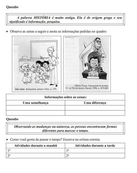 Atividade De História Para 2º Ano Click Escolar