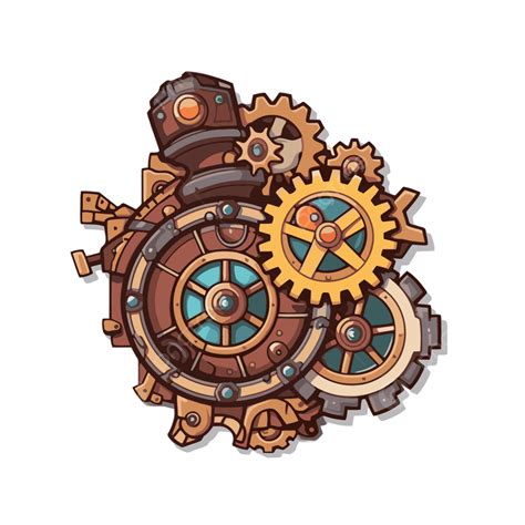 Retro Steampunk Engine Design Vector Illustration Clipart Steampunk