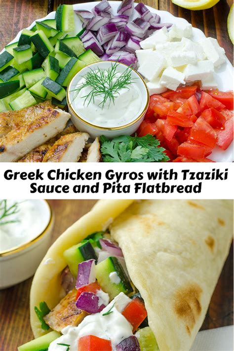 Greek Chicken Gyros With Tzaziki Sauce And Pita Flatbread