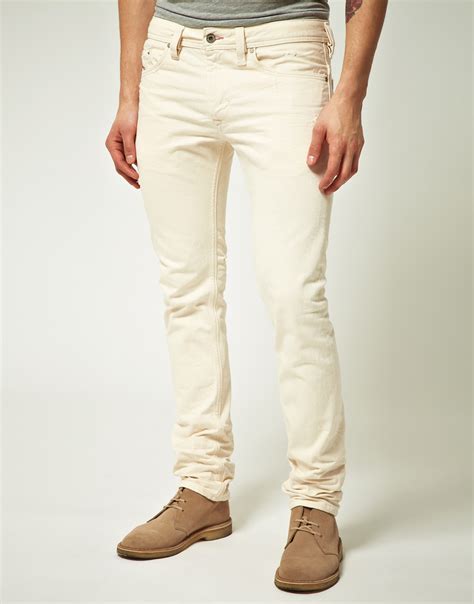 Lyst Diesel Thanaz Slim Jeans In White For Men