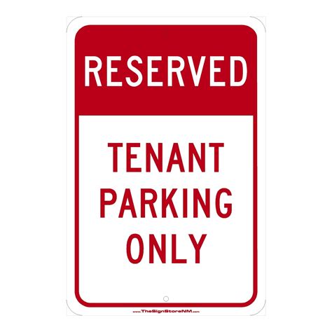 Reserved Parking Sign Tenant Parking Only The Sign Store Nm