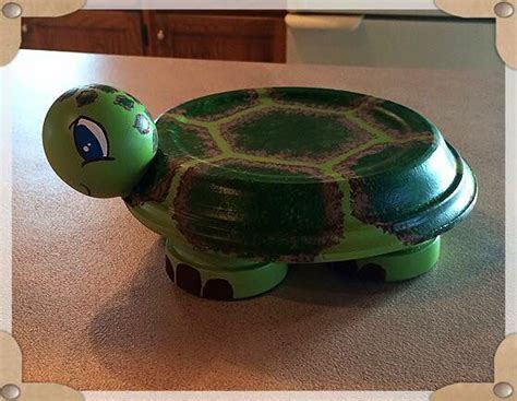 A Cute Little Turtle Made From Clay Pots And Saucers Clay Pot Crafts