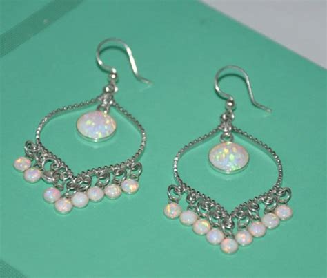 White Opal Earrings Bridal Earrings Chandelier Bridal Etsy