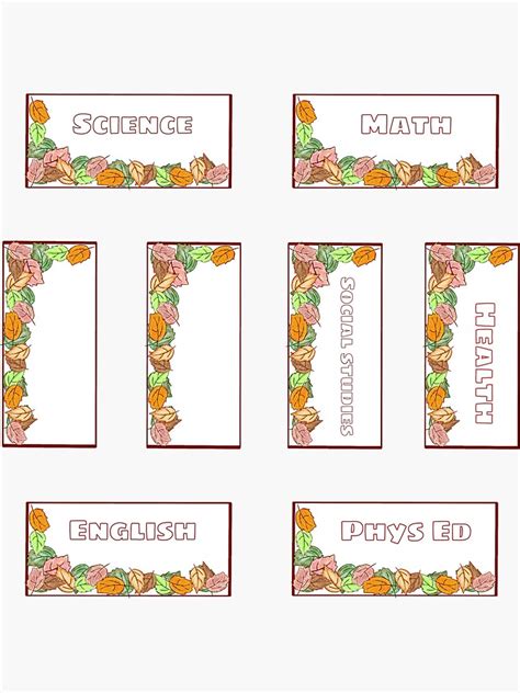 Fall Leaves Grades 7and8 School Subjects Fall Colours Sticker Pack