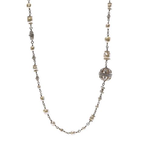 CHANEL Pearl CC Long Necklace Gold 623458 FASHIONPHILE