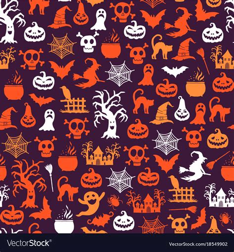 Halloween Pattern Background With Witches Vector Image