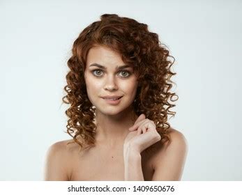 Pretty Woman Naked Shoulders Curly Hair Stock Photo Shutterstock