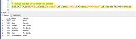 Replace Nulls With Specified Values In Sql Server