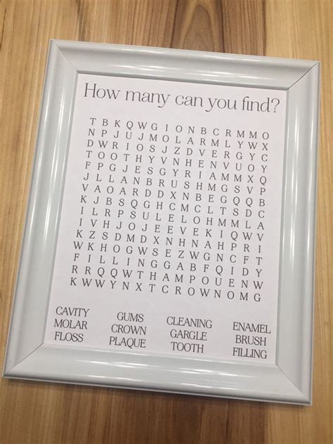 Dental Word Search 8x10 Printable Dentists Office