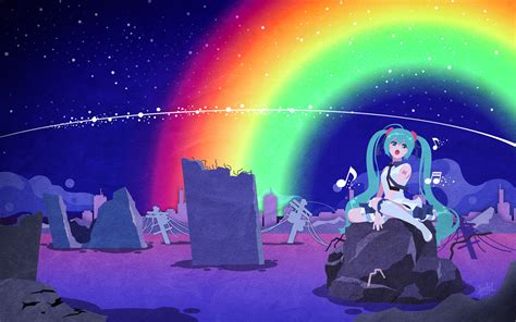 Hatsune Miku Ivuki Rainbow Stars Vocaloid Anime Wallpapers