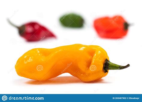 Colored Hot Peppers On A White Background Stock Photo Image Of Sweet
