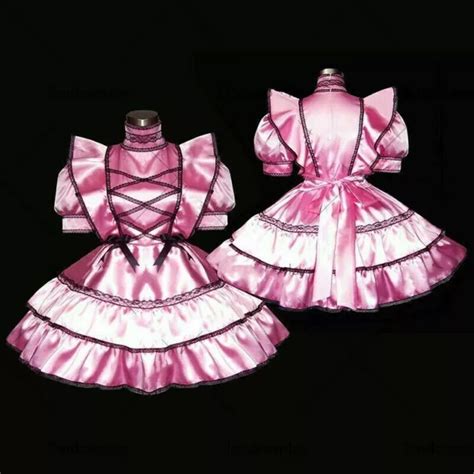Sissy Maid Satin Pink Dress Lockable Uniform Cosplay Picclick Uk