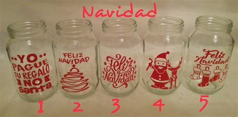 Vasos Frascos Decorados Navideños Bs 030 En Mercado Libre