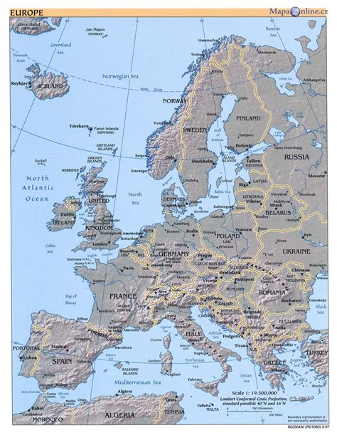 Mapa Evropy Mapaonlinecz