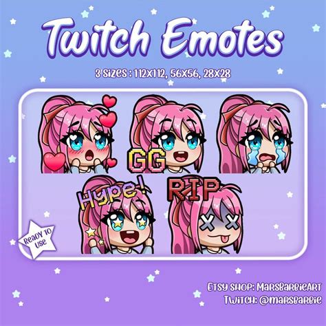 Twitch Emotes Cute Chibi Emotes For Streamers Kawaii Cute Etsy