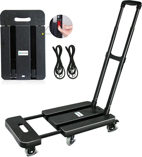 Folding Hand Truck Dolly 600lbs Dolly Cart With Lockable Wheels And
