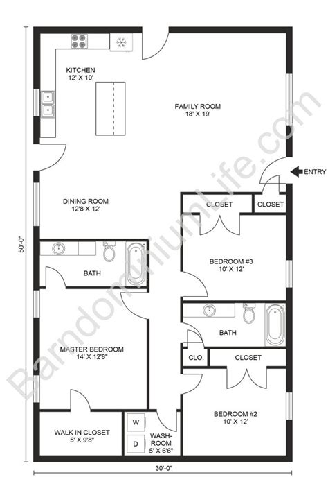 Stunning 3 Bedroom Barndominium Floor Plans 3 Bedroom Home Floor Plans