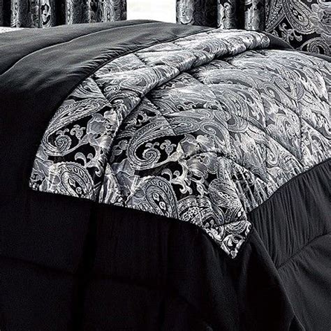 3 Piece Jacquard Quilted Paisley Black Comforter Set Imperial Rooms