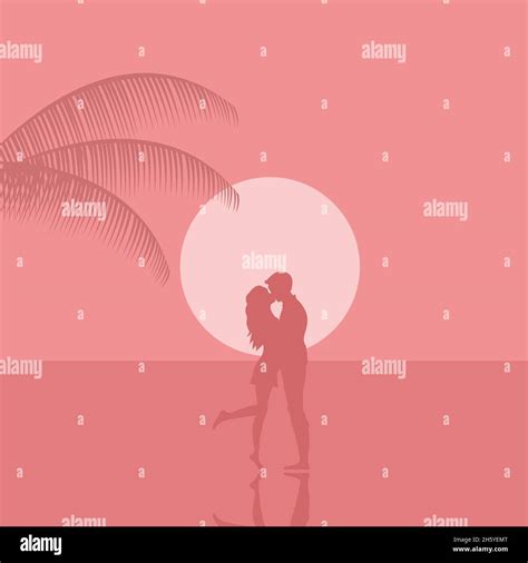 Romantic Couple On Beach Stock Vector Images Alamy
