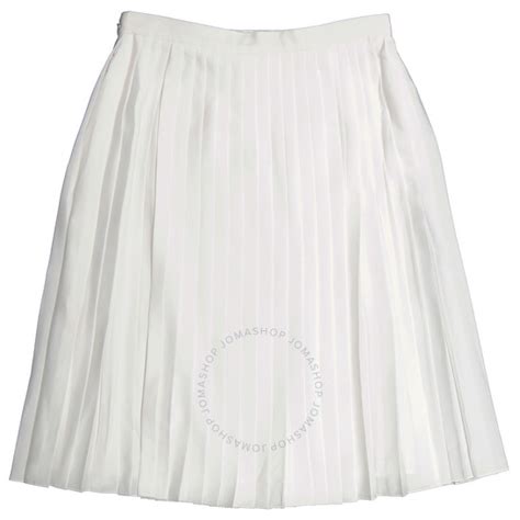 Burberry Pleated Skirt With Silk Lining In Optic White Brand Size 10