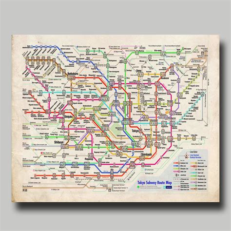 Tokyo Map Metro Map Subway Japan Print Poster Vintage Etsy