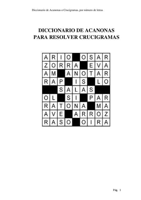 Diccionario Para Resolver Crucigramas Crossword Puzzle Crossword