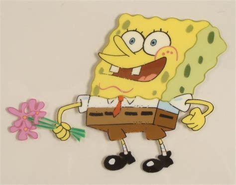 Breathing Original Spongebob Art Cel Animation Flowers