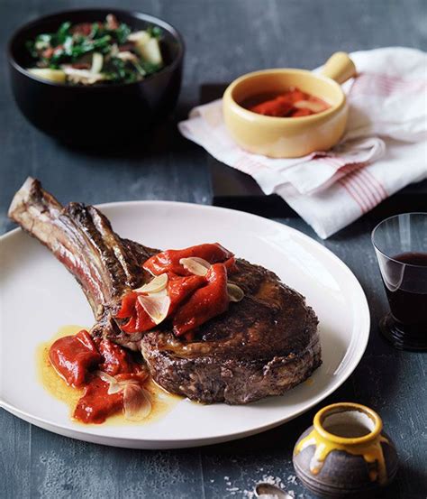 Rib eye, ribeye n noun: Wood-roasted rib-eye of beef with piquillo peppers (With ...