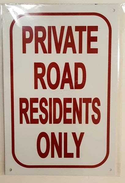 Dot Sign Private Road Residents Only Sign White Aluminum 12x8 Hpd