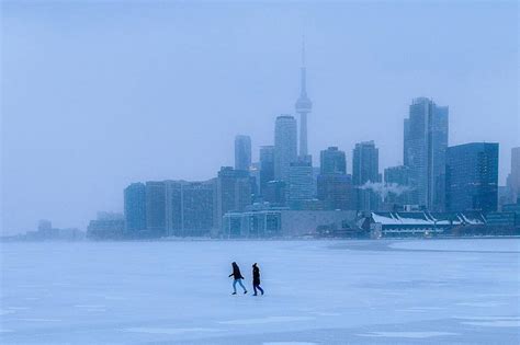 People In Toronto Were Seen Walking Across Frozen Lake Ontario