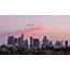 HD Downtown Los Angeles Skyline Day To Night Pink Sunset Wide 