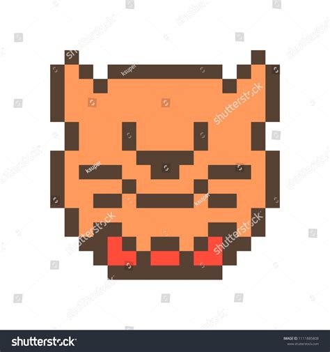 Cute Smiling Ginger Cat Muzzle16x16 Pixel Stock Vector Royalty Free