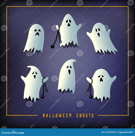 Set Of Six Halloween Ghosts Stock Vector Illustration Of Haunted
