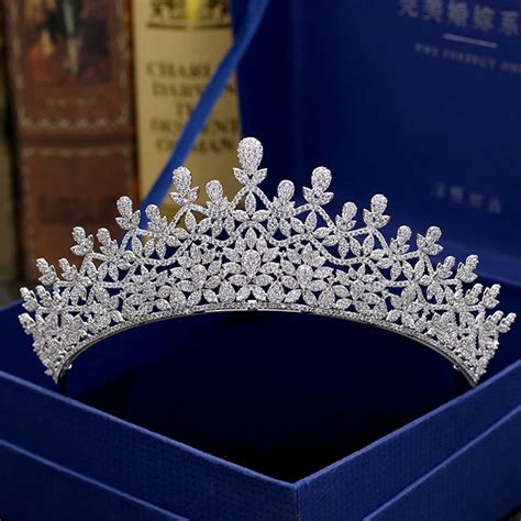 Classic Full 5a Cz Cubic Zirconia Royal Wedding Bridal Silver Tone Tiara Crown Women Girl Party