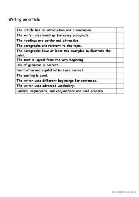 Writing Checklist English Esl Worksheets Pdf And Doc