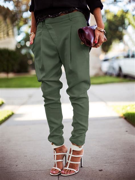Sysea Women Solid Color Harem Pants Casual Slim Fit Trousers
