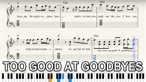Too Good At Goodbyes Piano Tutorial Free Sheet Music Sam Smith George Vidal Youtube