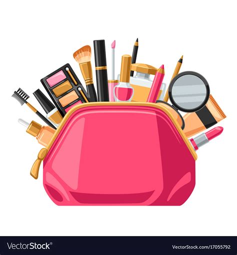 Cosmetics For Skincare And Makeup In Bag Vector Image