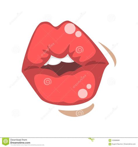 Beautiful Glossy Plump Female Lips Emotional Mouth Of Young Woman