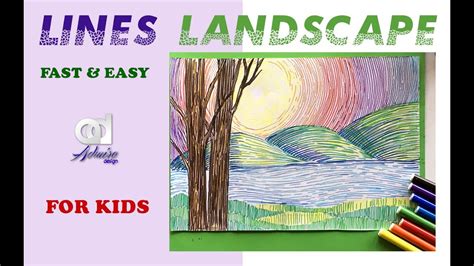 Lines Landscape Art Lesson For Kids How To Draw Simple Scenery With