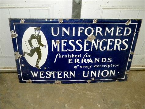 Photo Old Western Union Uniformed Messenger Dsp W Graphics Bicycle