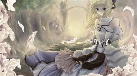 1920x1080 Fate Stay Night Fate Zero Girl Flowers Bow Saber Lily